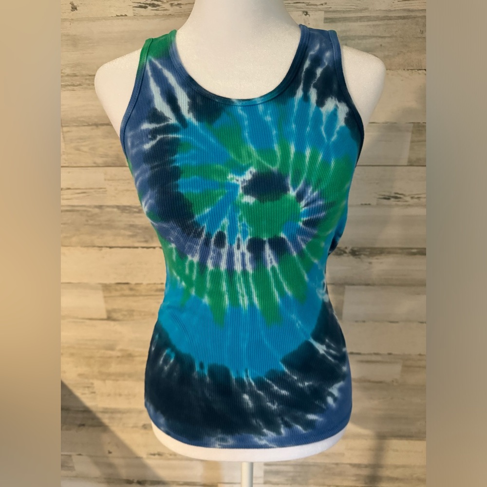 Tie dye blue/green/white tank top . Girls large
